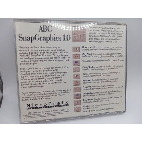 Micrografx ABC SnapGraphics 1.0 Installation Disk 3.5" Diskette - Picture 2 of 2